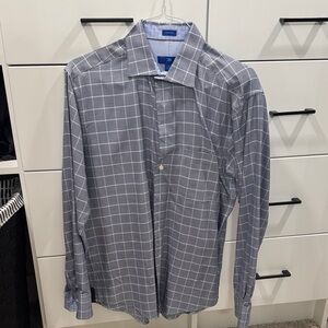 Egara Blue and White Checkered Dress Shirt